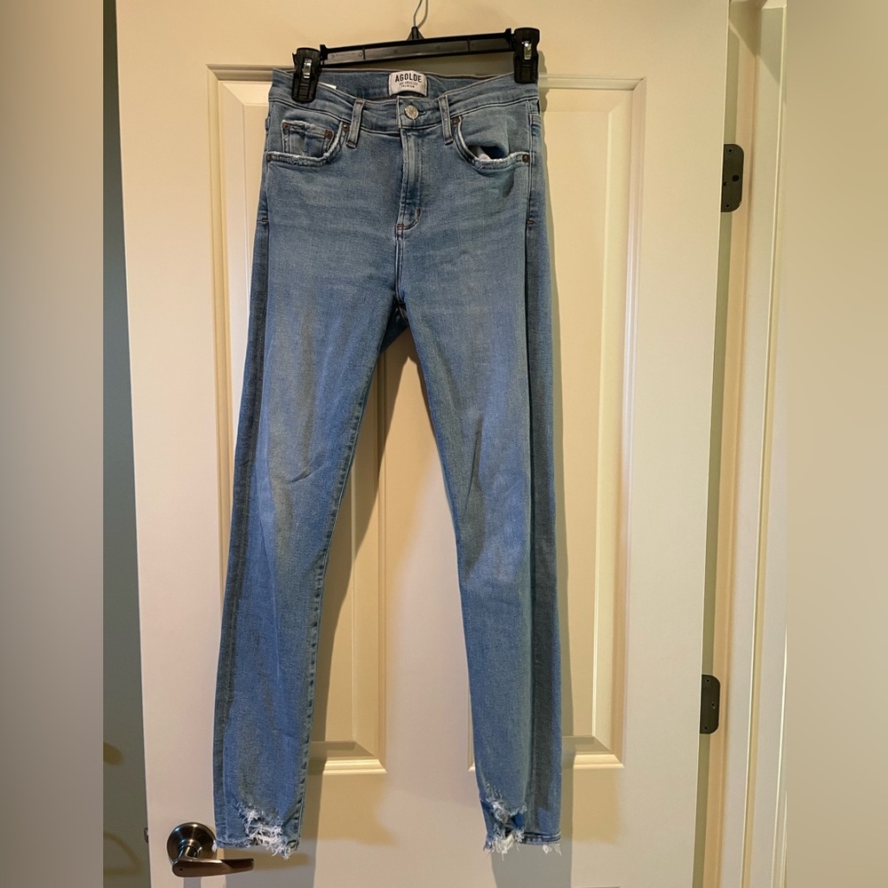 Agolde Sophie High Rise Skinny raw hem jeans 26 EUC